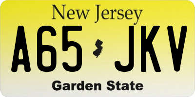 NJ license plate A65JKV