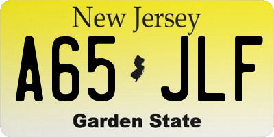 NJ license plate A65JLF