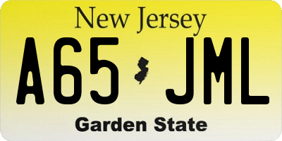 NJ license plate A65JML