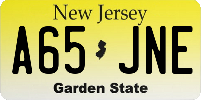 NJ license plate A65JNE
