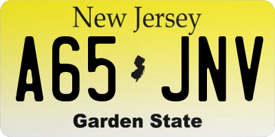 NJ license plate A65JNV