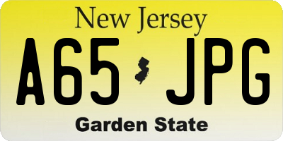 NJ license plate A65JPG