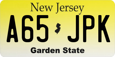 NJ license plate A65JPK