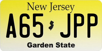 NJ license plate A65JPP