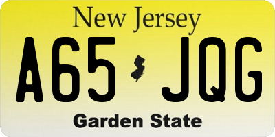 NJ license plate A65JQG