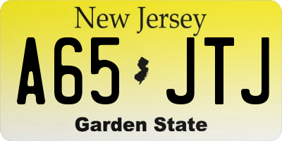 NJ license plate A65JTJ