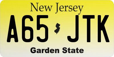NJ license plate A65JTK