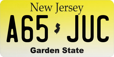NJ license plate A65JUC