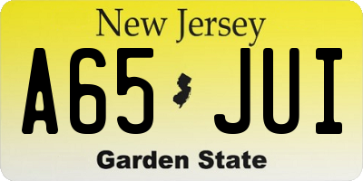 NJ license plate A65JUI