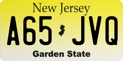 NJ license plate A65JVQ