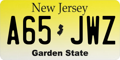 NJ license plate A65JWZ