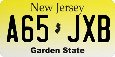 NJ license plate A65JXB