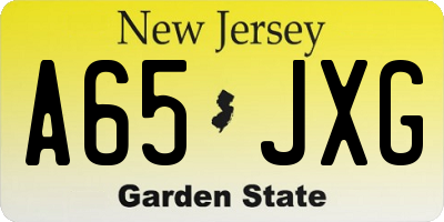 NJ license plate A65JXG