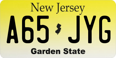 NJ license plate A65JYG