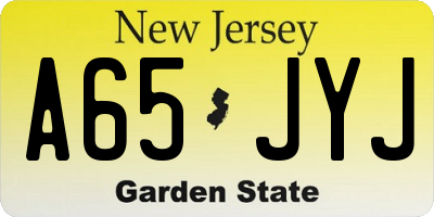 NJ license plate A65JYJ