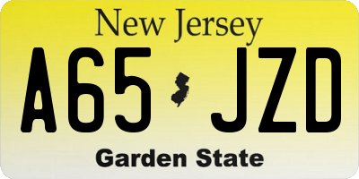 NJ license plate A65JZD