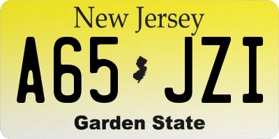 NJ license plate A65JZI