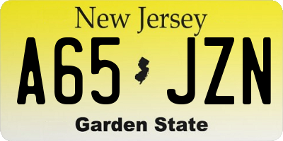 NJ license plate A65JZN