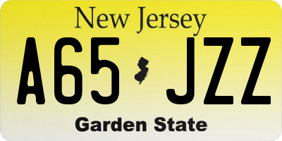 NJ license plate A65JZZ
