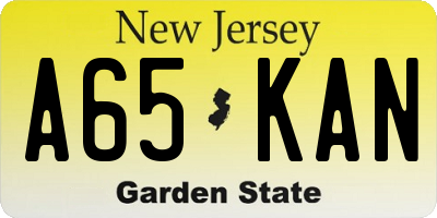 NJ license plate A65KAN