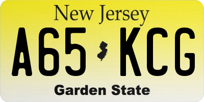 NJ license plate A65KCG