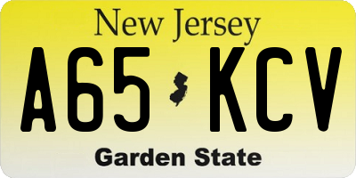 NJ license plate A65KCV
