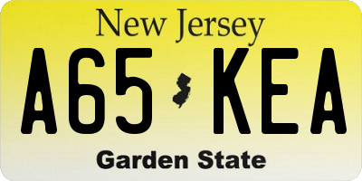 NJ license plate A65KEA