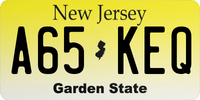 NJ license plate A65KEQ