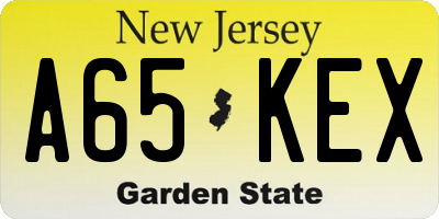 NJ license plate A65KEX