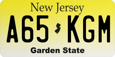 NJ license plate A65KGM