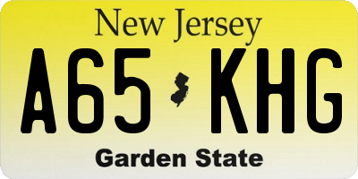 NJ license plate A65KHG