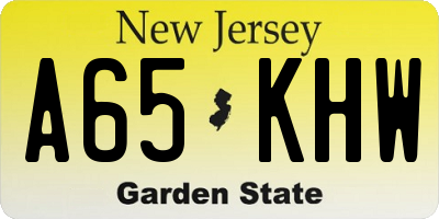 NJ license plate A65KHW