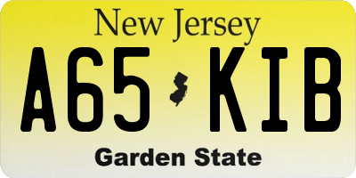NJ license plate A65KIB