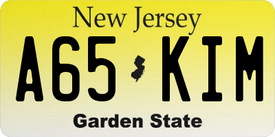 NJ license plate A65KIM