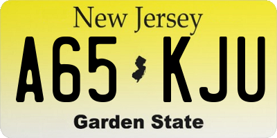 NJ license plate A65KJU