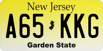 NJ license plate A65KKG