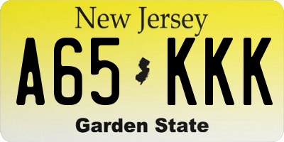 NJ license plate A65KKK