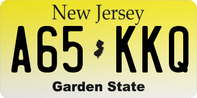 NJ license plate A65KKQ