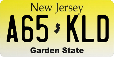 NJ license plate A65KLD