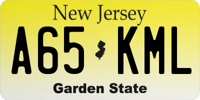 NJ license plate A65KML