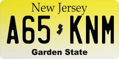 NJ license plate A65KNM