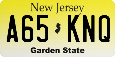NJ license plate A65KNQ