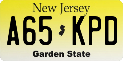 NJ license plate A65KPD