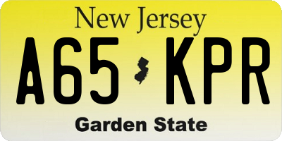 NJ license plate A65KPR