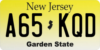 NJ license plate A65KQD