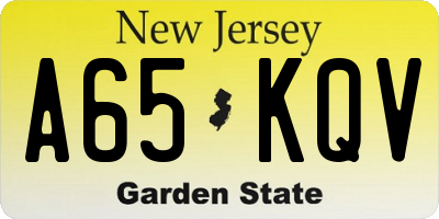NJ license plate A65KQV