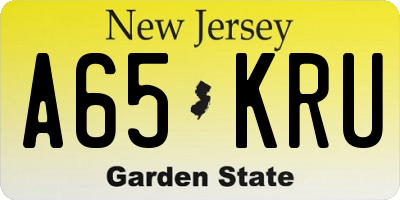 NJ license plate A65KRU