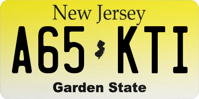NJ license plate A65KTI