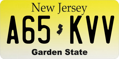 NJ license plate A65KVV
