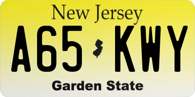 NJ license plate A65KWY